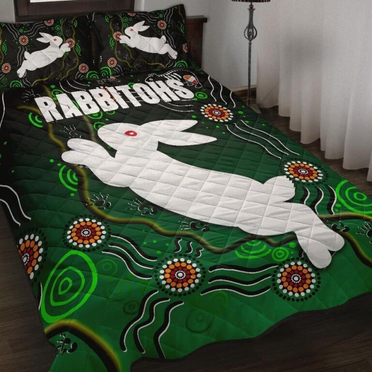NRL Rabbitohs Quilt Bed Set Simple Indigenous