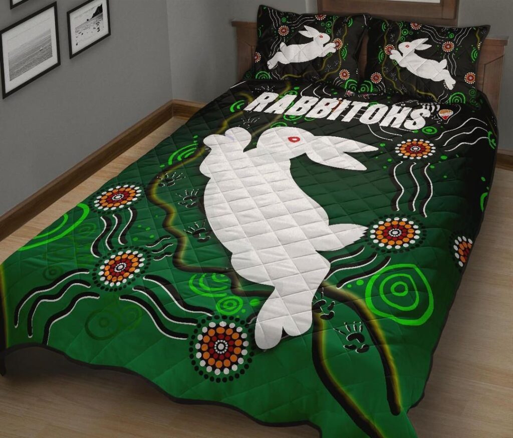 NRL Rabbitohs Quilt Bed Set Simple Indigenous