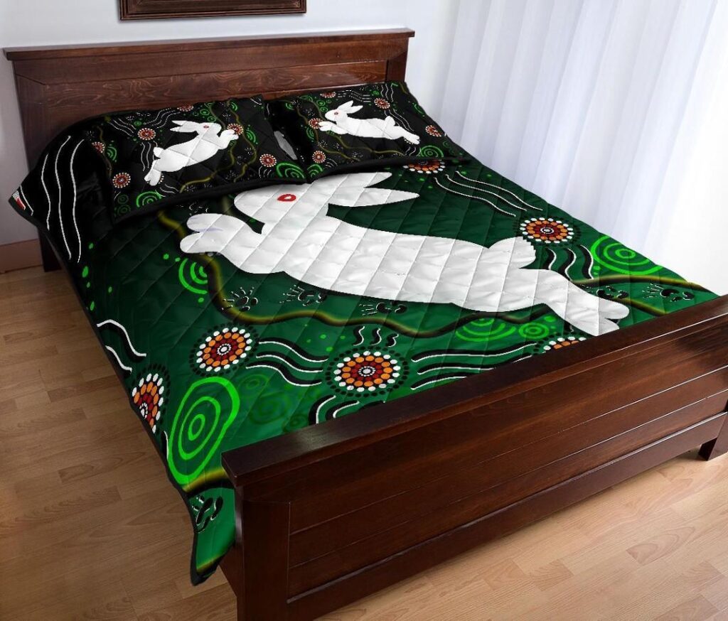 NRL Rabbitohs Quilt Bed Set Simple Indigenous