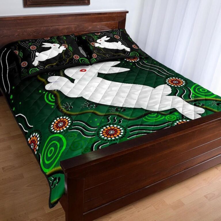 NRL Rabbitohs Quilt Bed Set Simple Indigenous