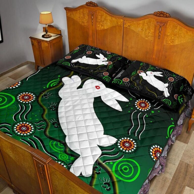 NRL Rabbitohs Quilt Bed Set Simple Indigenous