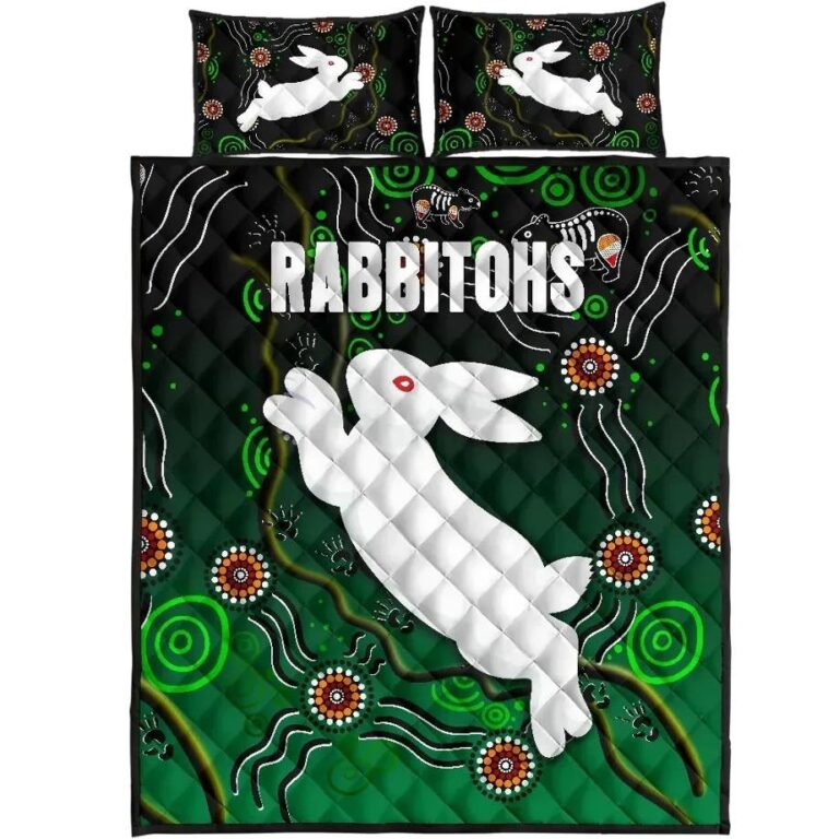 NRL Rabbitohs Quilt Bed Set Simple Indigenous