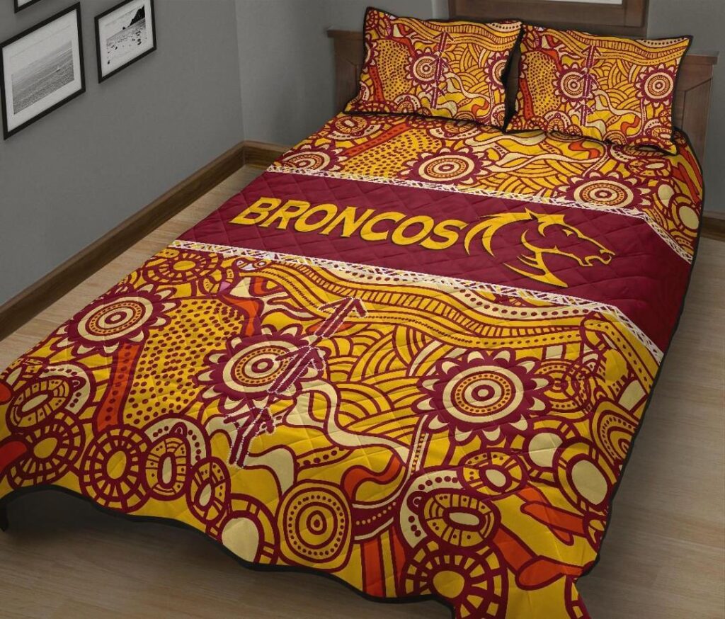 NRL Brisbane Broncos Quilt Bed Set Aboriginal Patterns