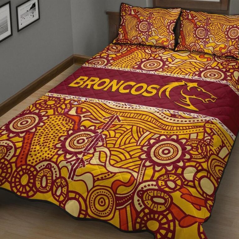 NRL Brisbane Broncos Quilt Bed Set Aboriginal Patterns