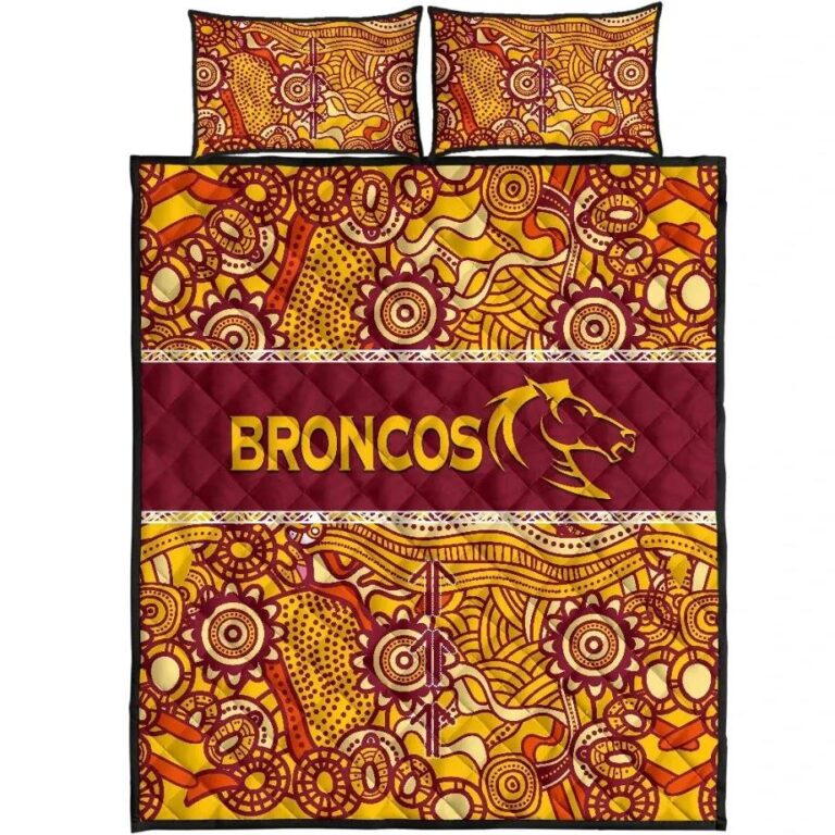 NRL Brisbane Broncos Quilt Bed Set Aboriginal Patterns