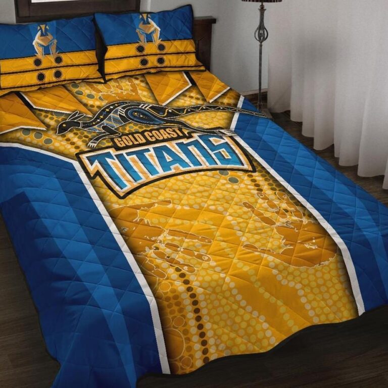 NRL Titans Quilt Bed Set Gold Coast Aboriginal Armor Version