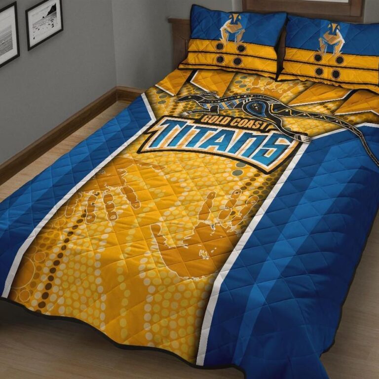 NRL Titans Quilt Bed Set Gold Coast Aboriginal Armor Version