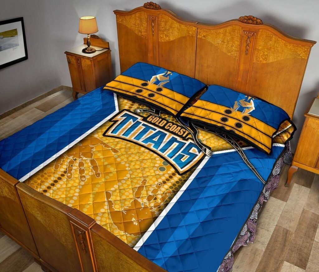 NRL Titans Quilt Bed Set Gold Coast Aboriginal Armor Version