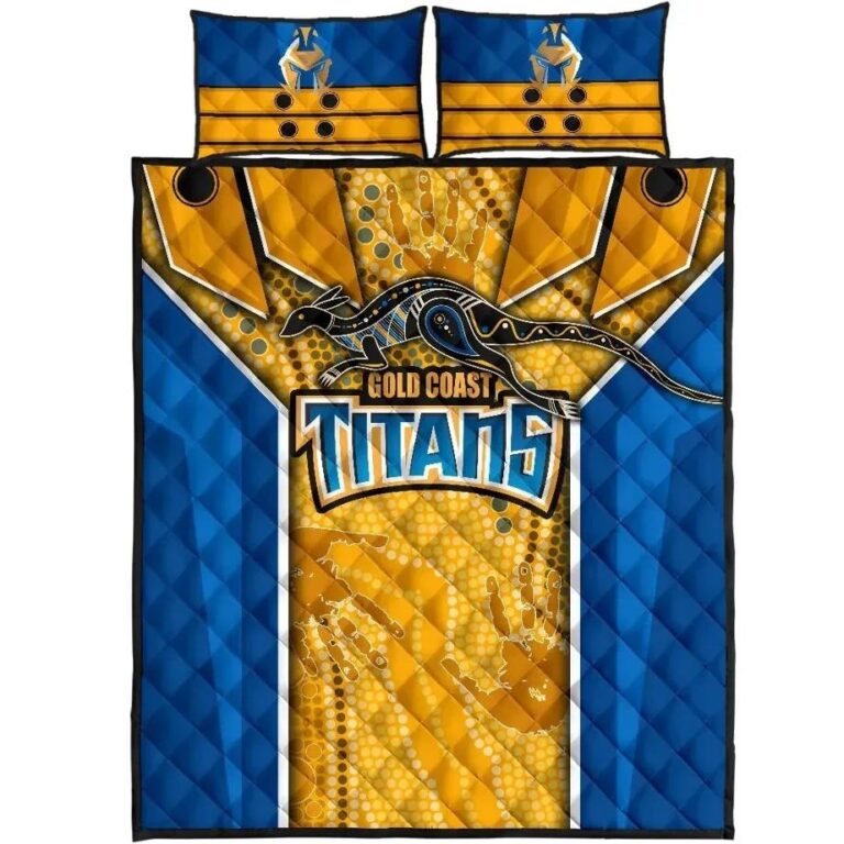 NRL Titans Quilt Bed Set Gold Coast Aboriginal Armor Version