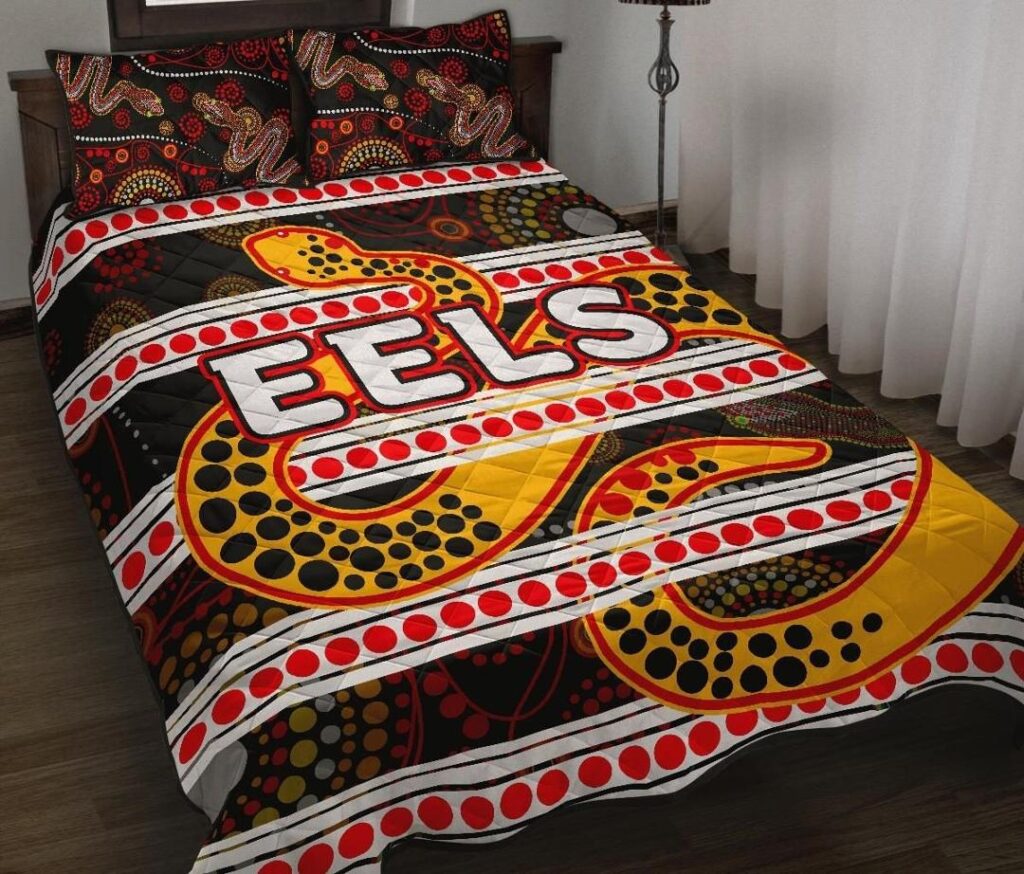 NRL Parramatta Eels Quilt Bed Set Tribal Style Black