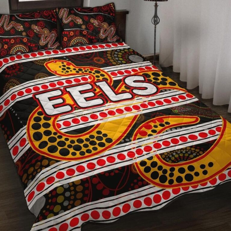 NRL Parramatta Eels Quilt Bed Set Tribal Style Black