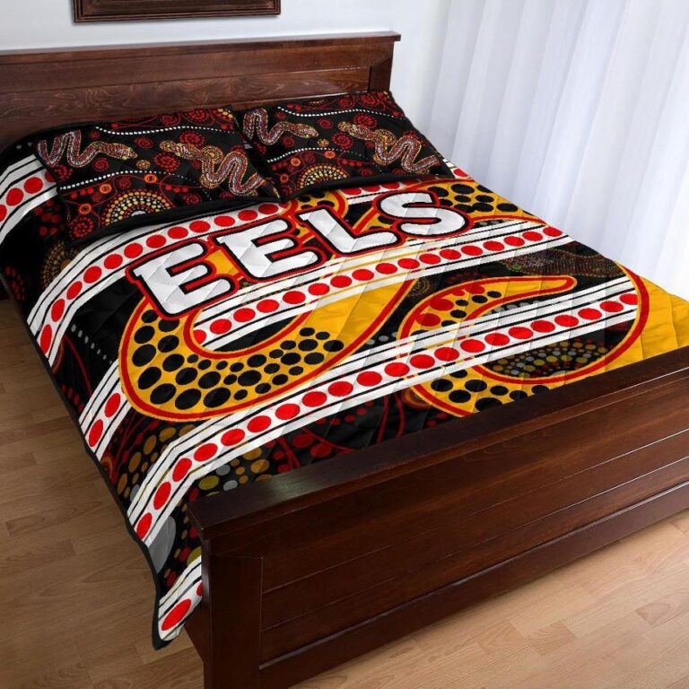 NRL Parramatta Eels Quilt Bed Set Tribal Style Black