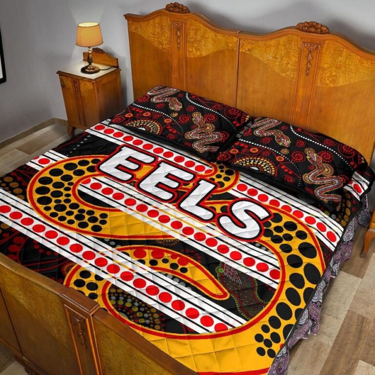 NRL Parramatta Eels Quilt Bed Set Tribal Style Black