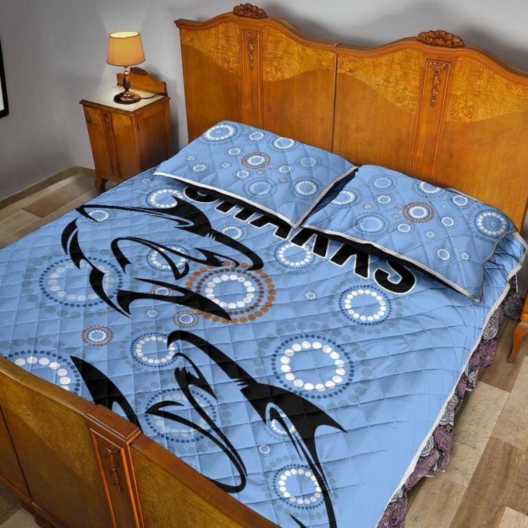 NRL Cronulla Quilt Bed Set Sharks Unique Indigenous