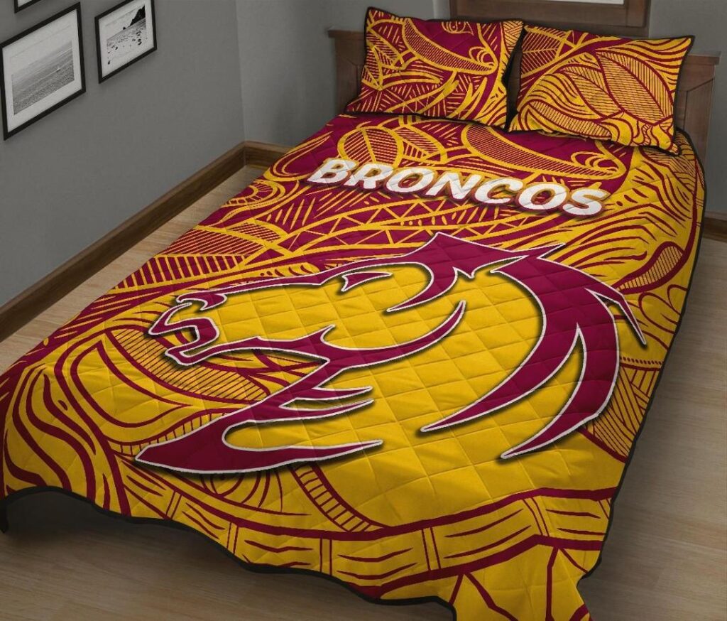 NRL Brisbane Broncos Quilt Bed Set Tribal Style