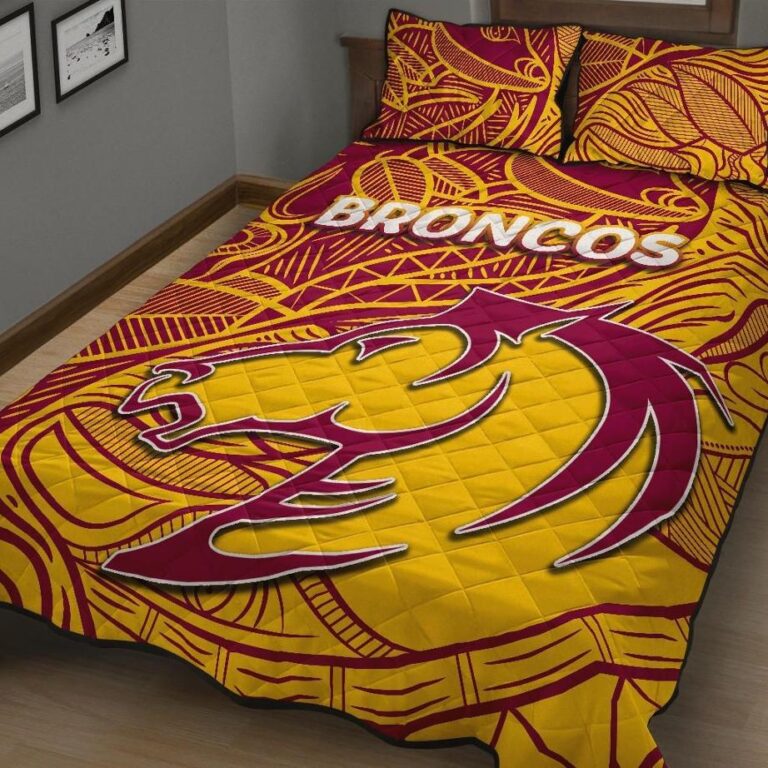 NRL Brisbane Broncos Quilt Bed Set Tribal Style