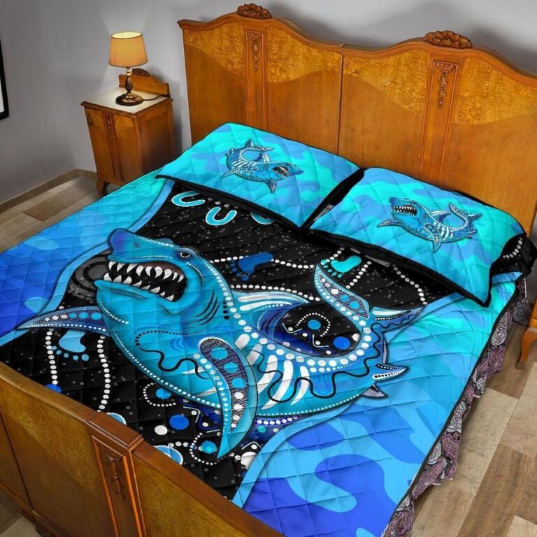 NRL Cronulla-Sutherland Quilt Bed Set ?Sharks Anzac Day Unique Indigenous