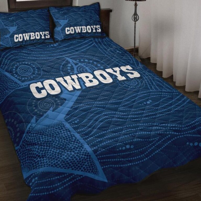 NRL Cowboys Quilt Bed Set Aboriginal Blue Style