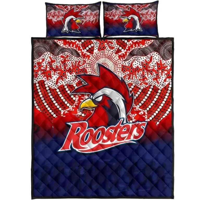 NRL Roosters Quilt Bed Set Anzac Day Aboriginal