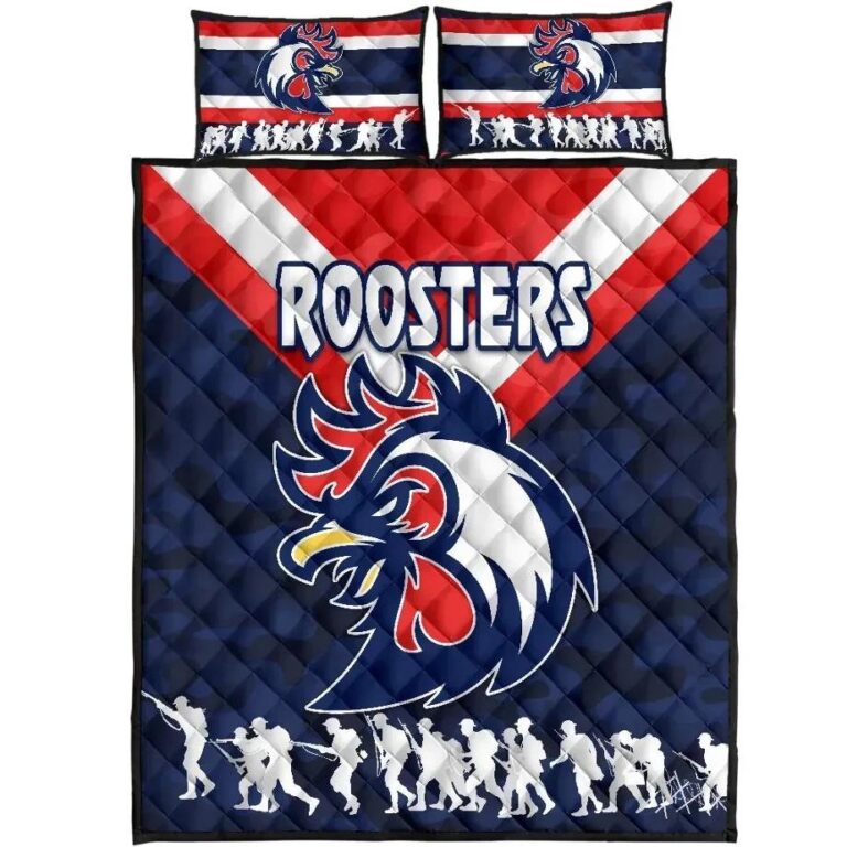 NRL Sydney Quilt Bed Set Roosters Anzac Style