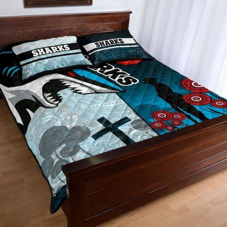 NRL Sharks Quilt Bed Set Cronulla Anzac Day