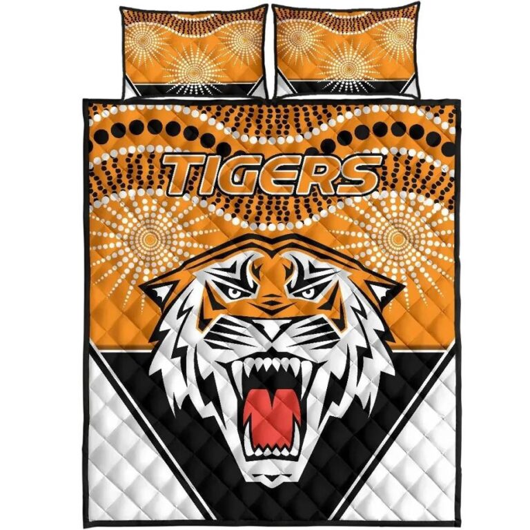 NRL Tigers Quilt Bed Set Wests Indigenous Newest