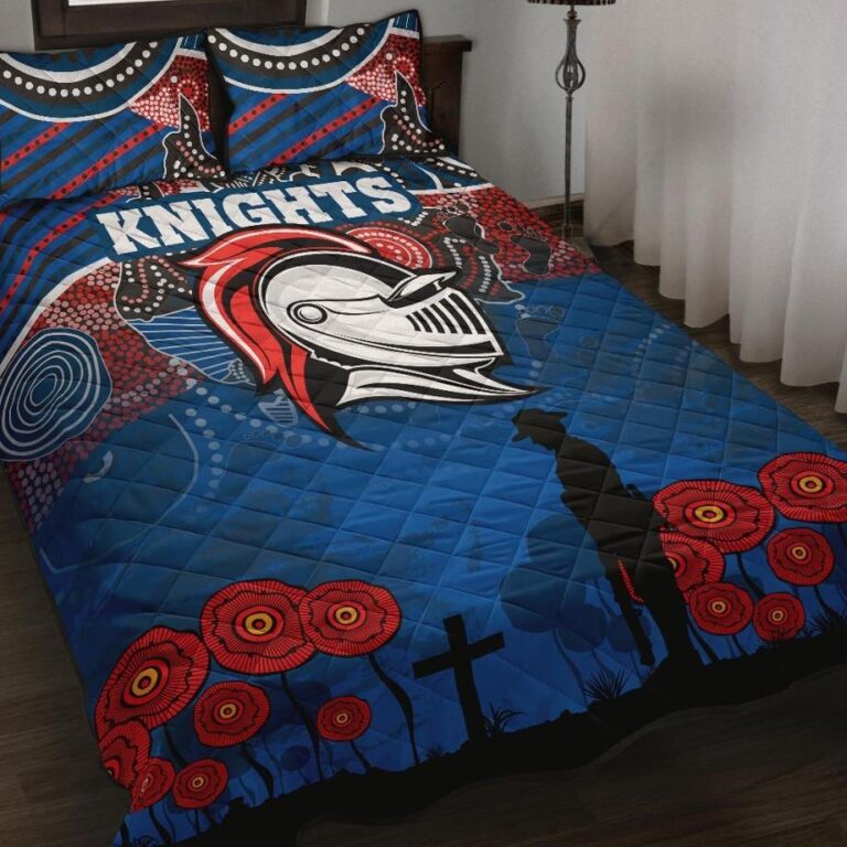 NRL Knights Quilt Bed Set Newcastle Anzac Day Aboriginal