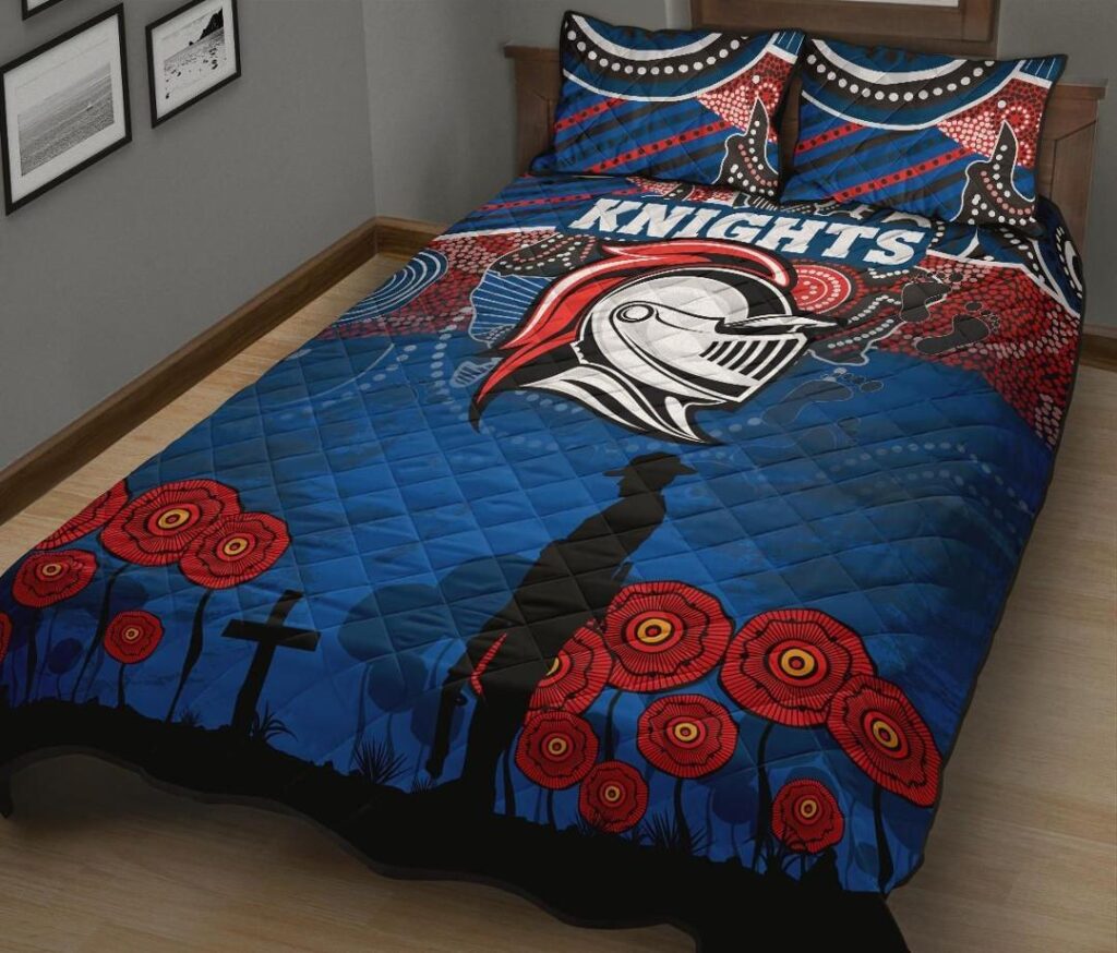 NRL Knights Quilt Bed Set Newcastle Anzac Day Aboriginal