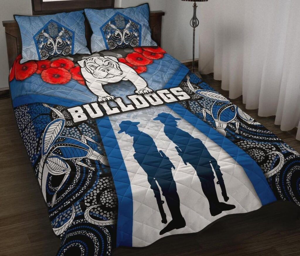 NRL Australia Bulldogs Rugby Quilt Bed Set Anzac Day Survival World