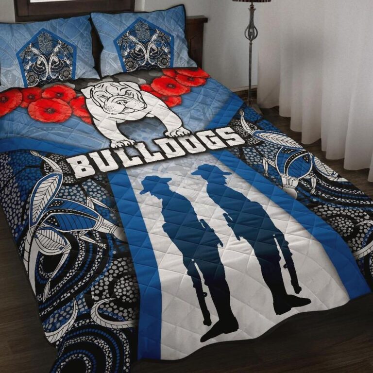 NRL Australia Bulldogs Rugby Quilt Bed Set Anzac Day Survival World