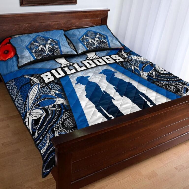 NRL Australia Bulldogs Rugby Quilt Bed Set Anzac Day Survival World