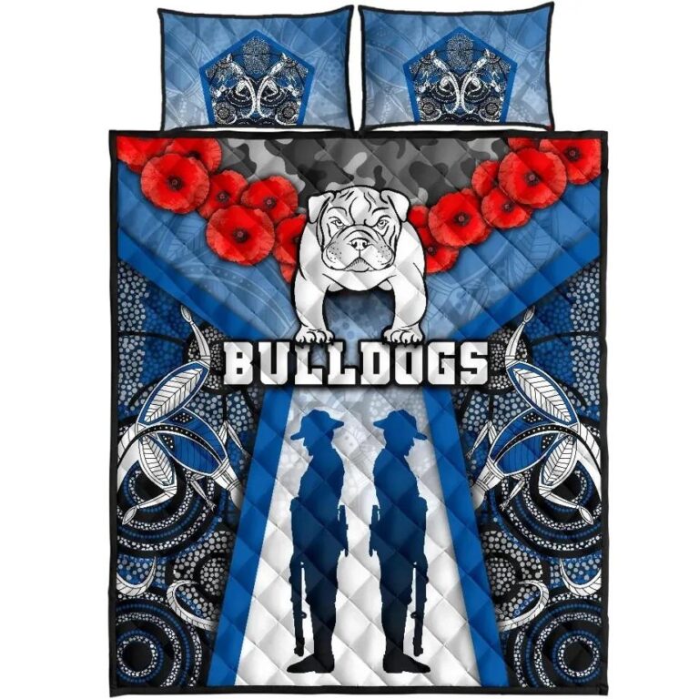 NRL Australia Bulldogs Rugby Quilt Bed Set Anzac Day Survival World