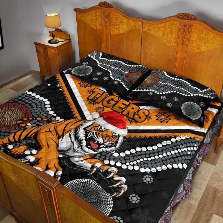 NRL Wests Christmas Quilt Bed Set Tigers Indigenous