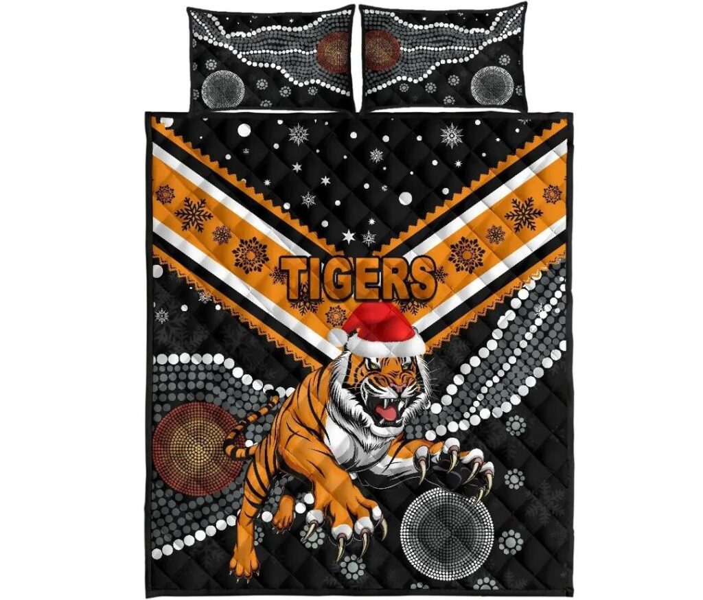 NRL Wests Christmas Quilt Bed Set Tigers Indigenous
