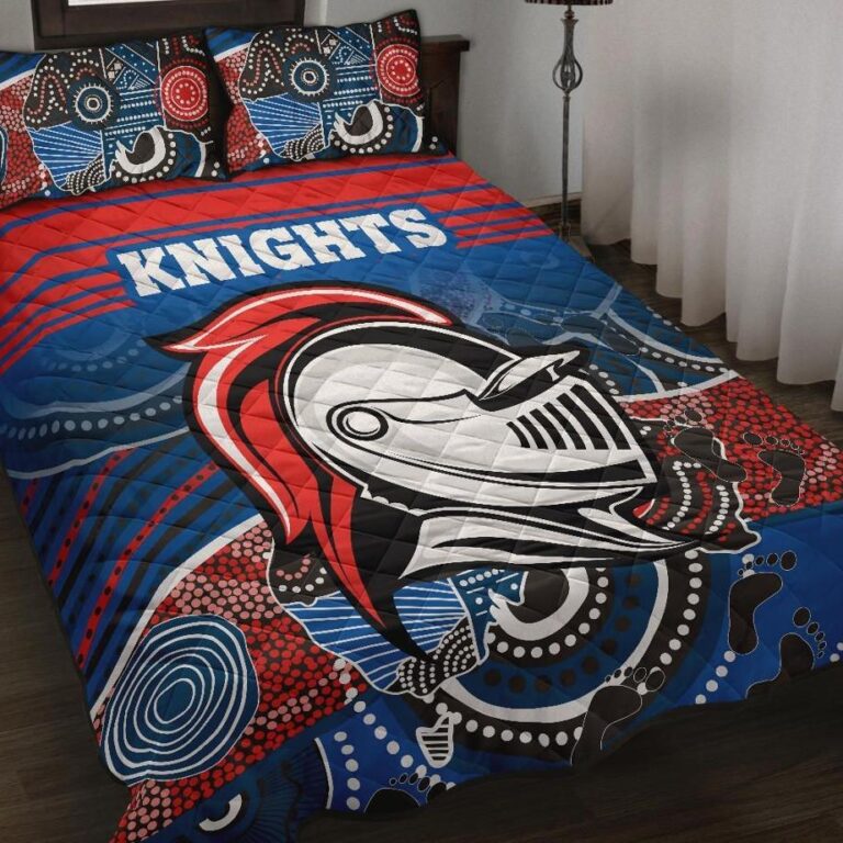 NRL Knights Quilt Bed Set Newcastle Aboriginal Horizontal Style