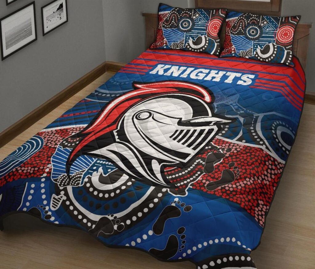 NRL Knights Quilt Bed Set Newcastle Aboriginal Horizontal Style