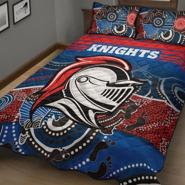 NRL Knights Quilt Bed Set Newcastle Aboriginal Horizontal Style