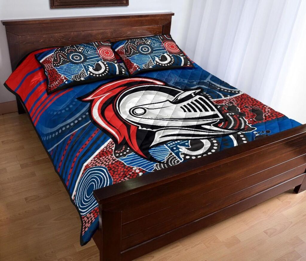 NRL Knights Quilt Bed Set Newcastle Aboriginal Horizontal Style