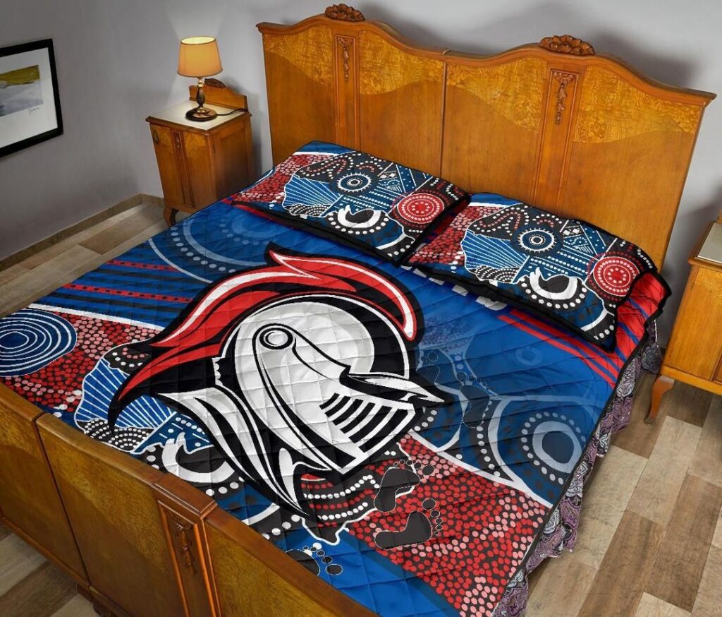 NRL Knights Quilt Bed Set Newcastle Aboriginal Horizontal Style
