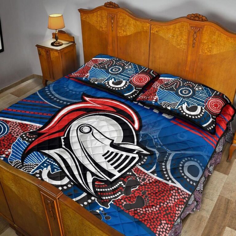 NRL Knights Quilt Bed Set Newcastle Aboriginal Horizontal Style