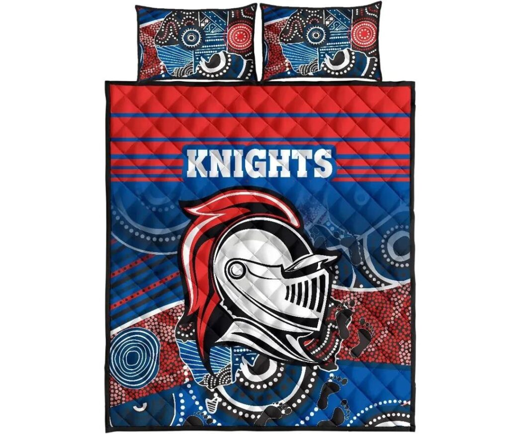 NRL Knights Quilt Bed Set Newcastle Aboriginal Horizontal Style