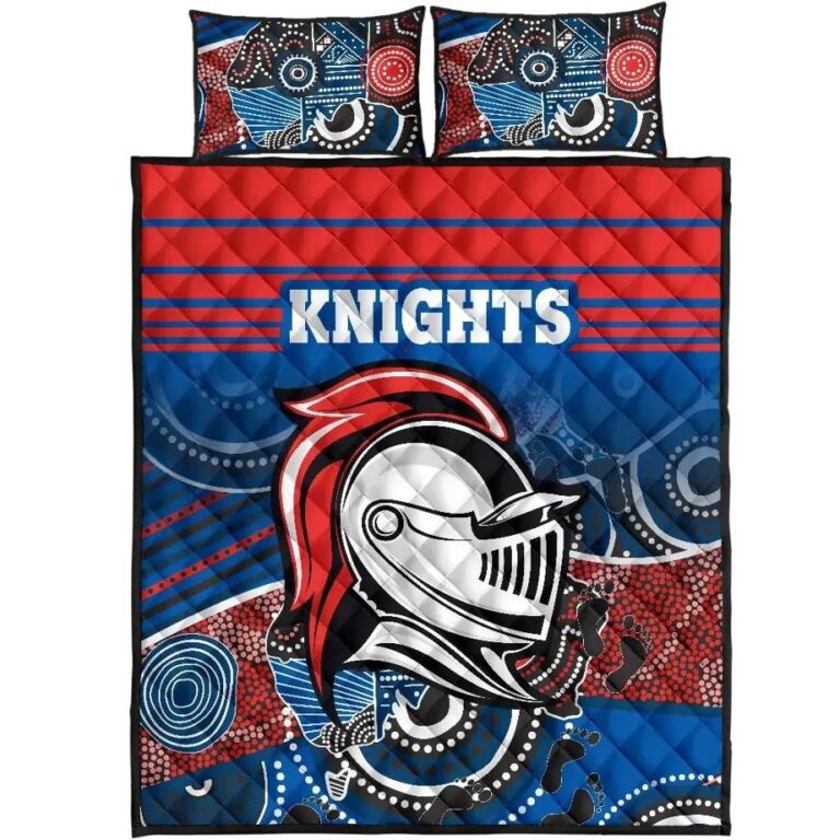 NRL Knights Quilt Bed Set Newcastle Aboriginal Horizontal Style