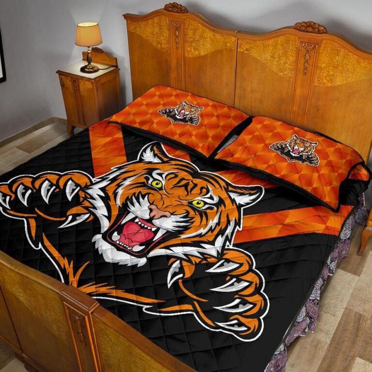 NRL Balmain Quilt Bed Set Tigers Black Vibes