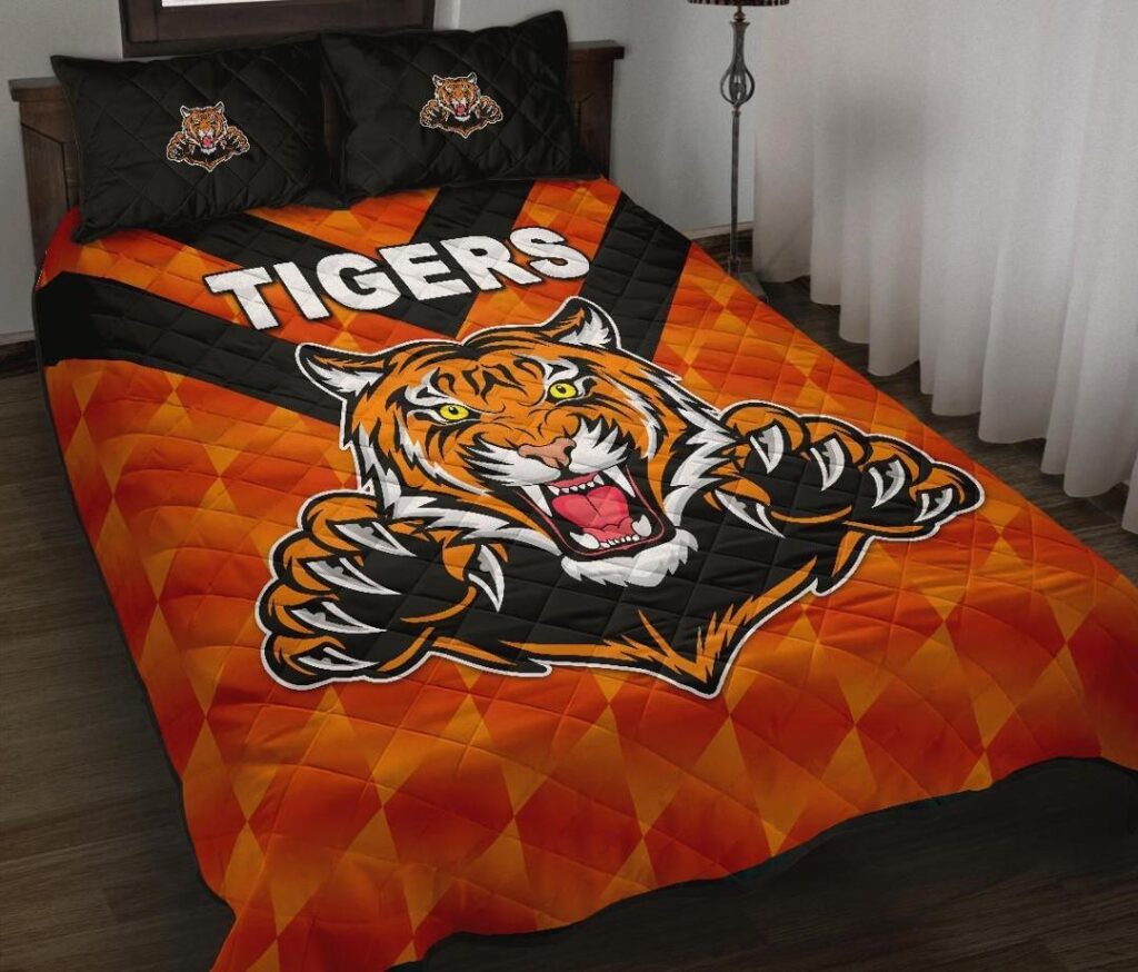 NRL Balmain Quilt Bed Set Tigers Orange Vibes No.2