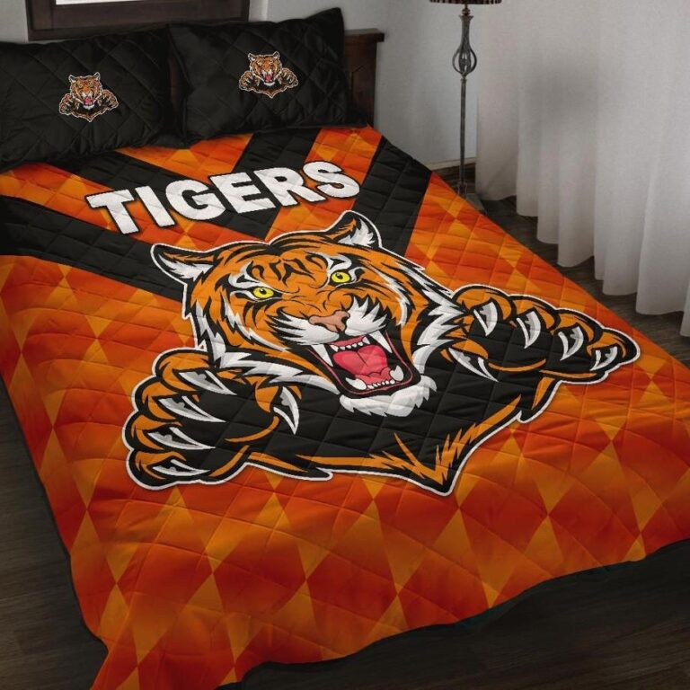 NRL Balmain Quilt Bed Set Tigers Orange Vibes No.2