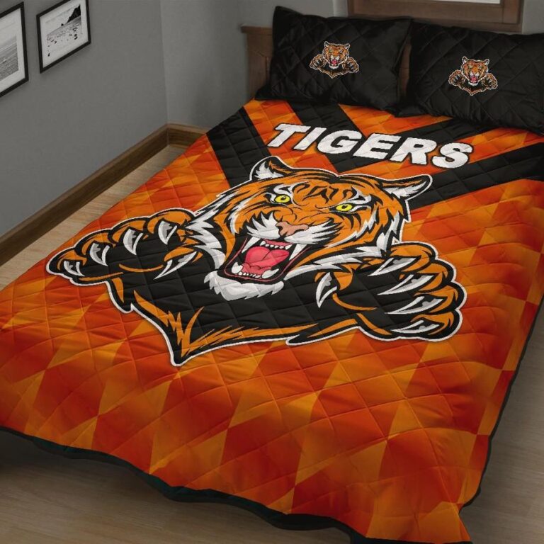 NRL Balmain Quilt Bed Set Tigers Orange Vibes No.2