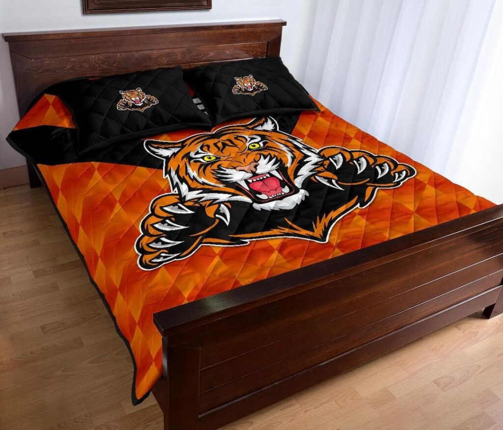 NRL Balmain Quilt Bed Set Tigers Orange Vibes No.2