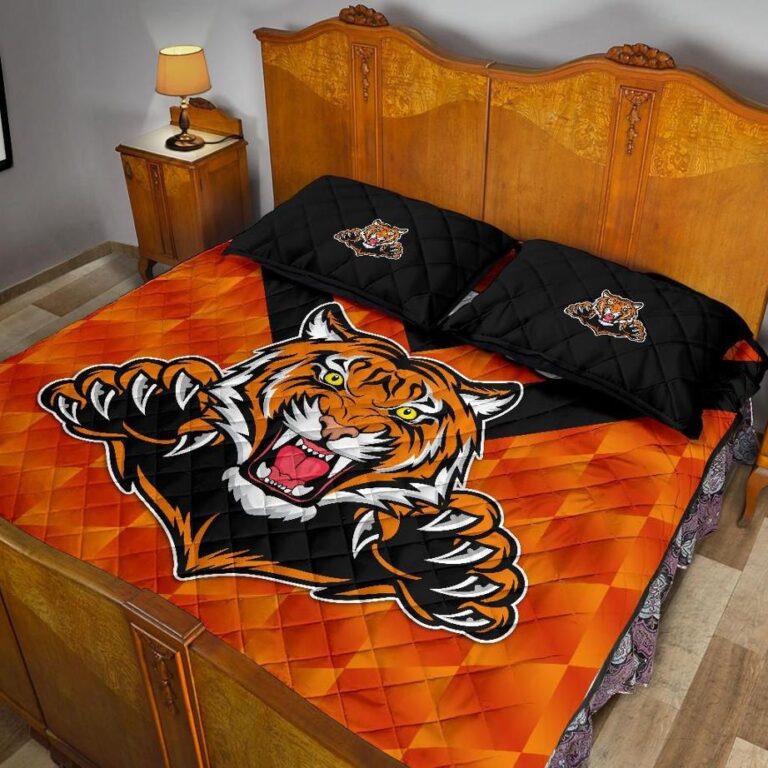NRL Balmain Quilt Bed Set Tigers Orange Vibes No.2