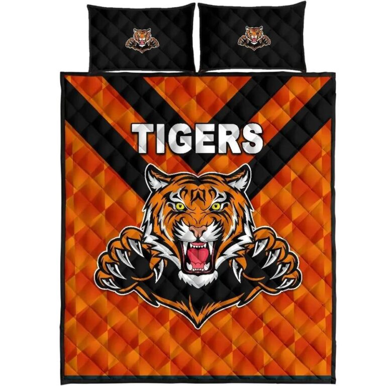 NRL Balmain Quilt Bed Set Tigers Orange Vibes No.2