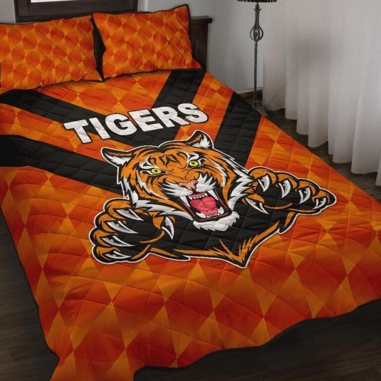 NRL Balmain Quilt Bed Set Tigers Orange Vibes No.1